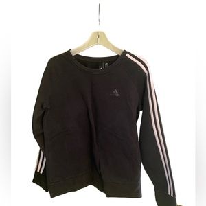 Adidas Black Striped Crew Sweatshirt